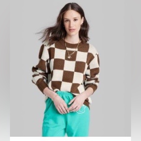 Ascot + Hart Sweaters - NWOT Women's Ascot + Hart Graphic Sweater - Brown Checkered